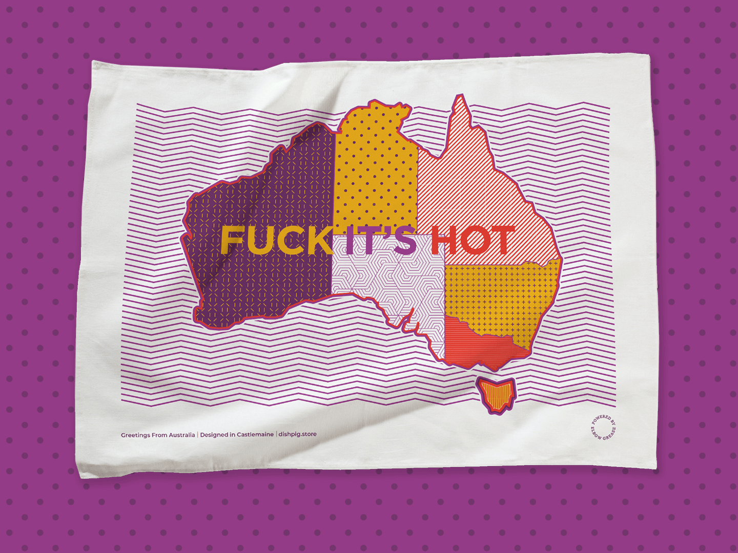 'Greetings From Australia' Purple/Gold - Dish Pig